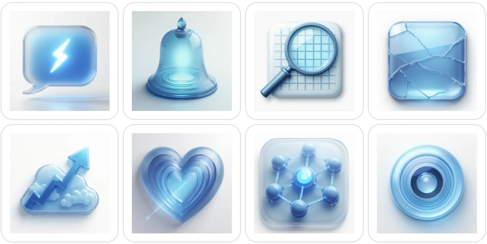 Frosted Glass 3D Icons